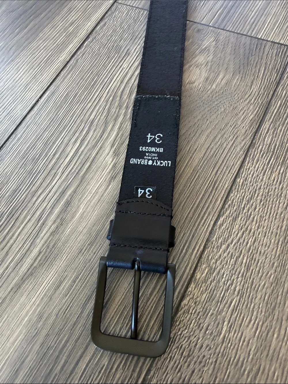 Lucky Brand Men’s 34 Black Leather Woven Southwestern Geometric Belt